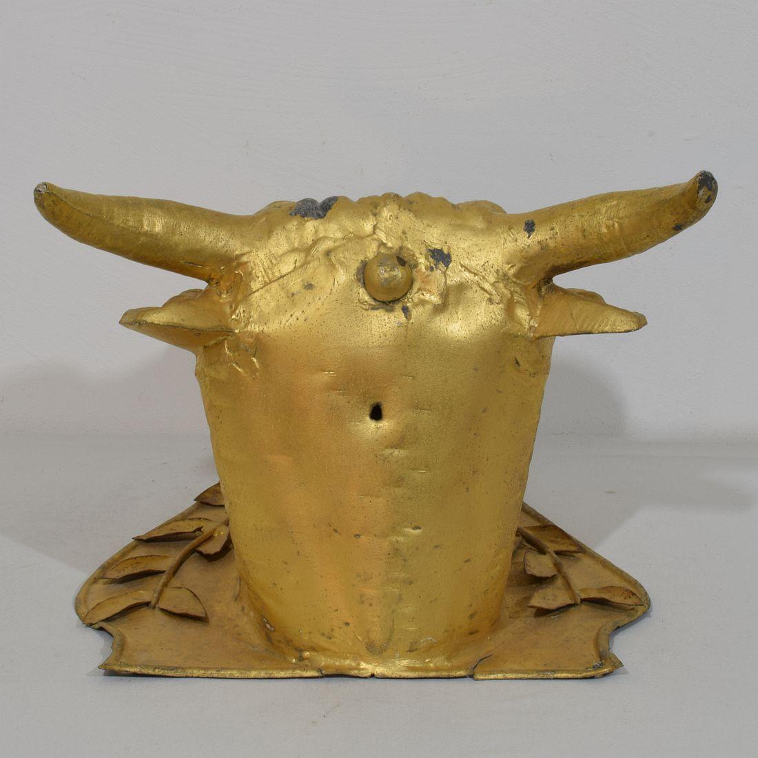 French 19th Century Rare Gilded Zinc Bull's Head Butcher's Sign For Sale 14