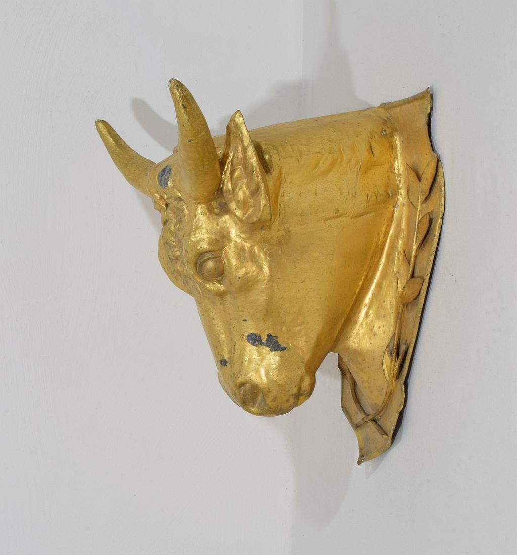 French 19th Century Rare Gilded Zinc Bull's Head Butcher's Sign For Sale 2