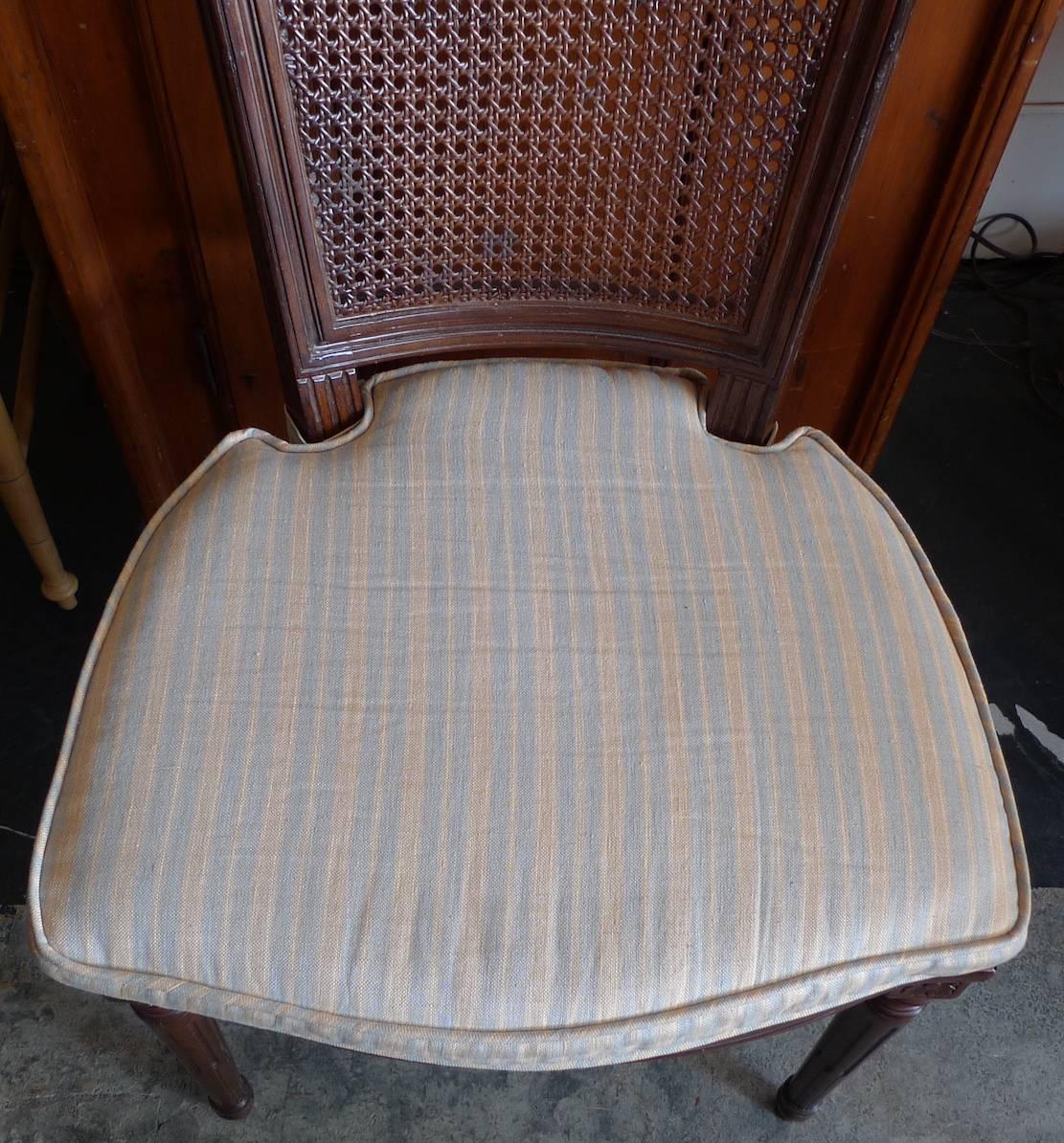 French 19th century rattan stained side chair with fitted cushion.
 