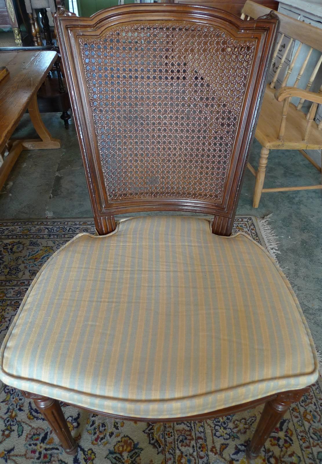 French 19th Century Rattan Stained Side Chair with Fitted Cushion 2