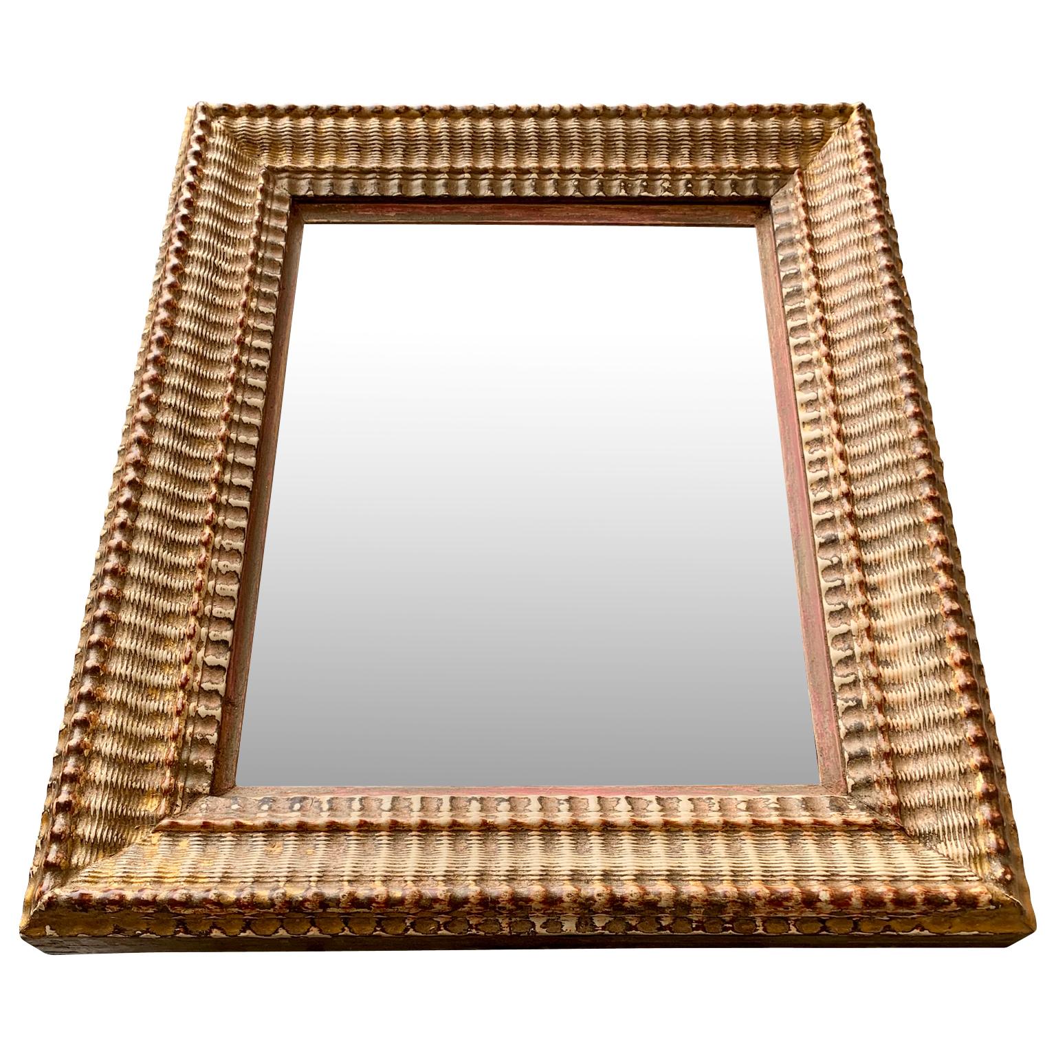 Louis XVI French 19th Century Rectangular And Bevelled Guilted Mirror For Sale