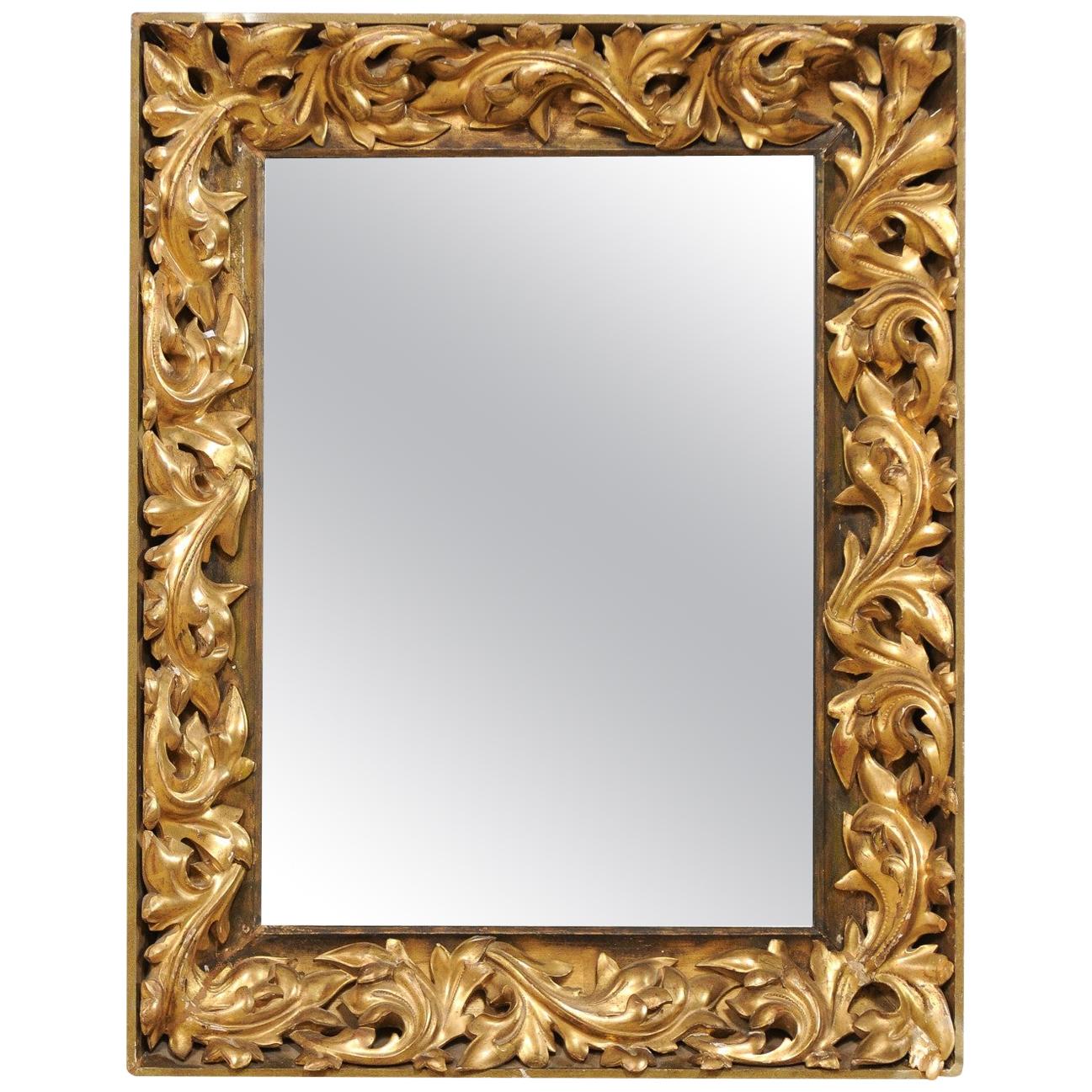 French 19th Century Rectangular-Shaped, Rococo Carved and Giltwood Mirror For Sale
