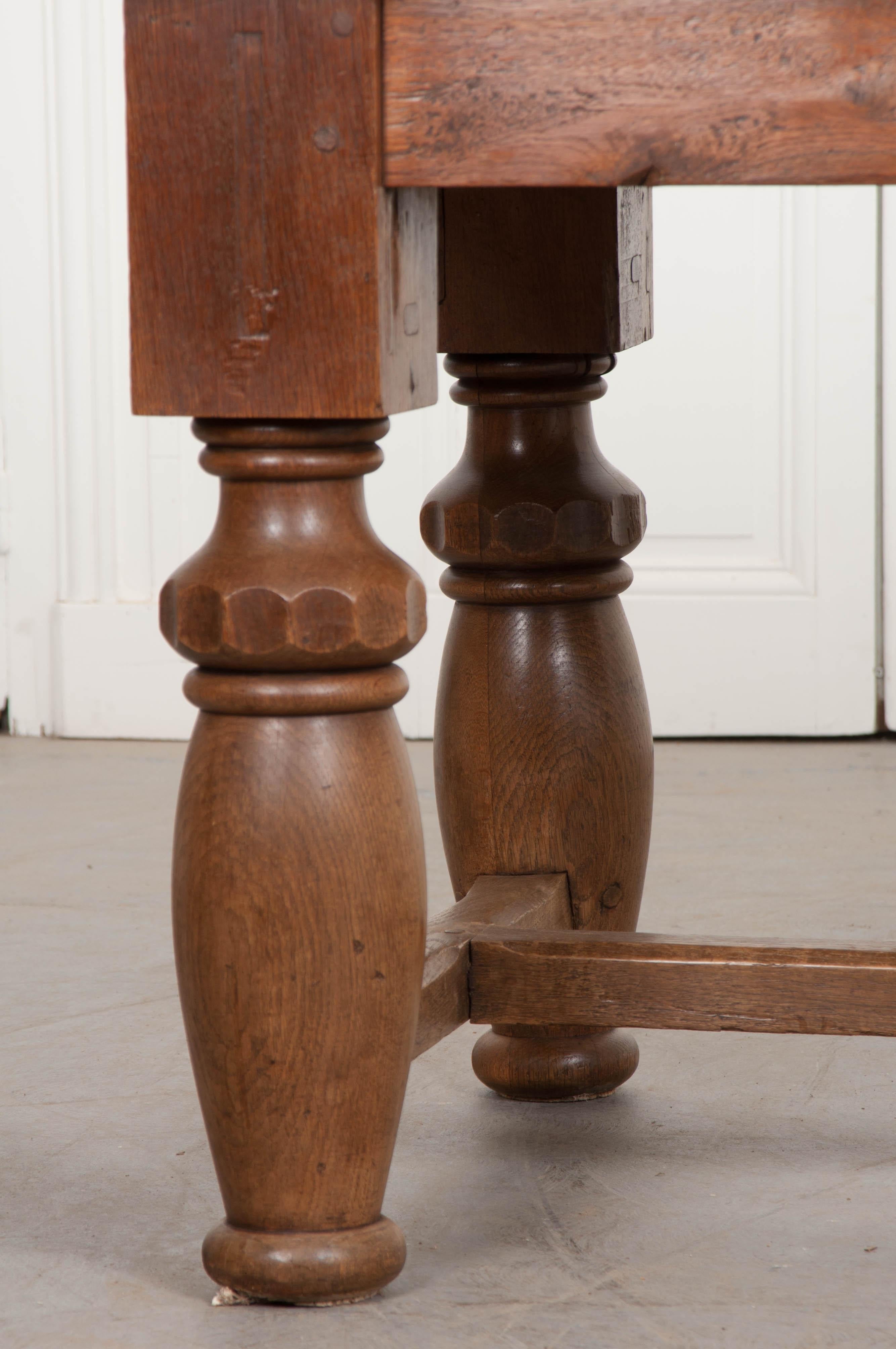 French 19th Century Refectory-Style Oak Farmhouse Table For Sale 1