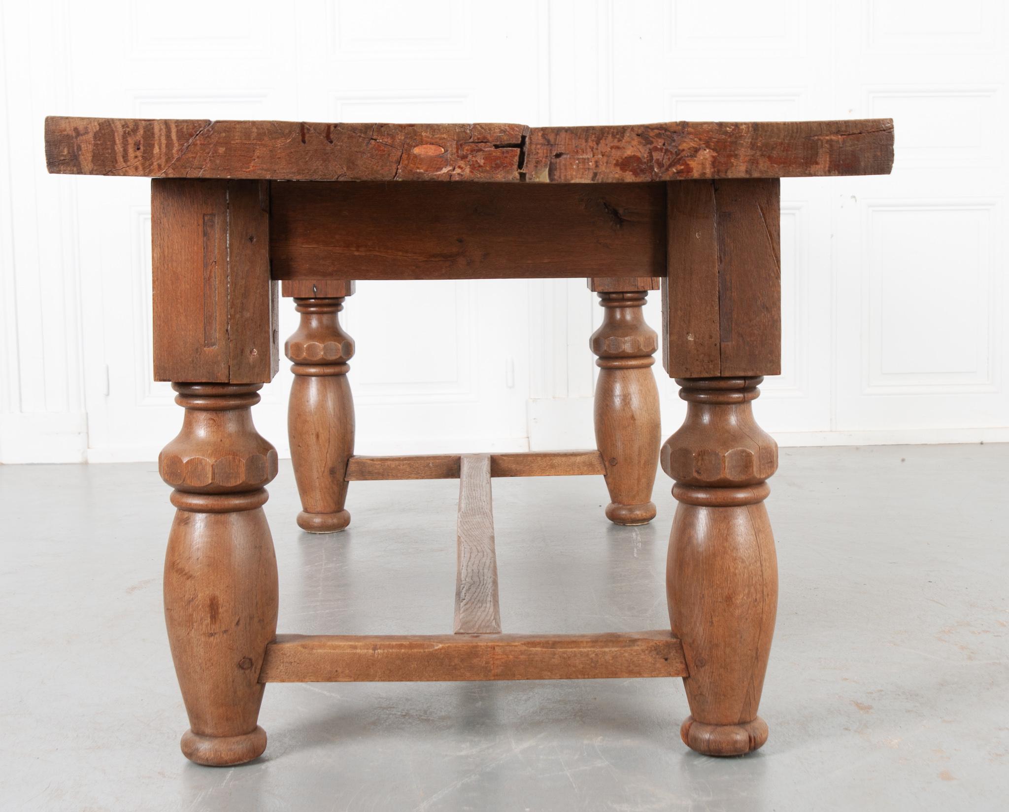 French 19th Century Refectory-Style Oak Farmhouse Table For Sale 4