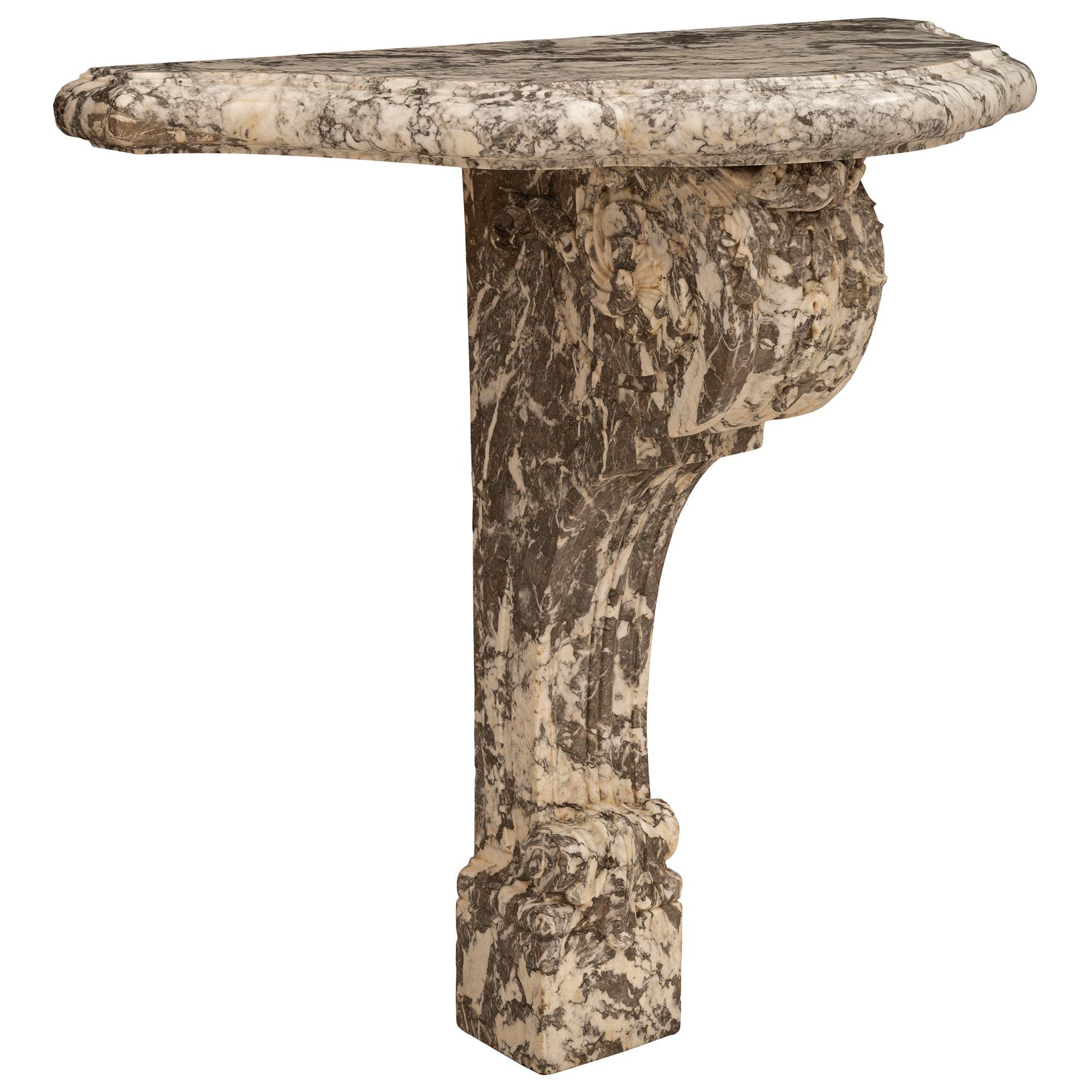 French 19th century Regence st. Breccia Caprice marble console In Good Condition For Sale In West Palm Beach, FL
