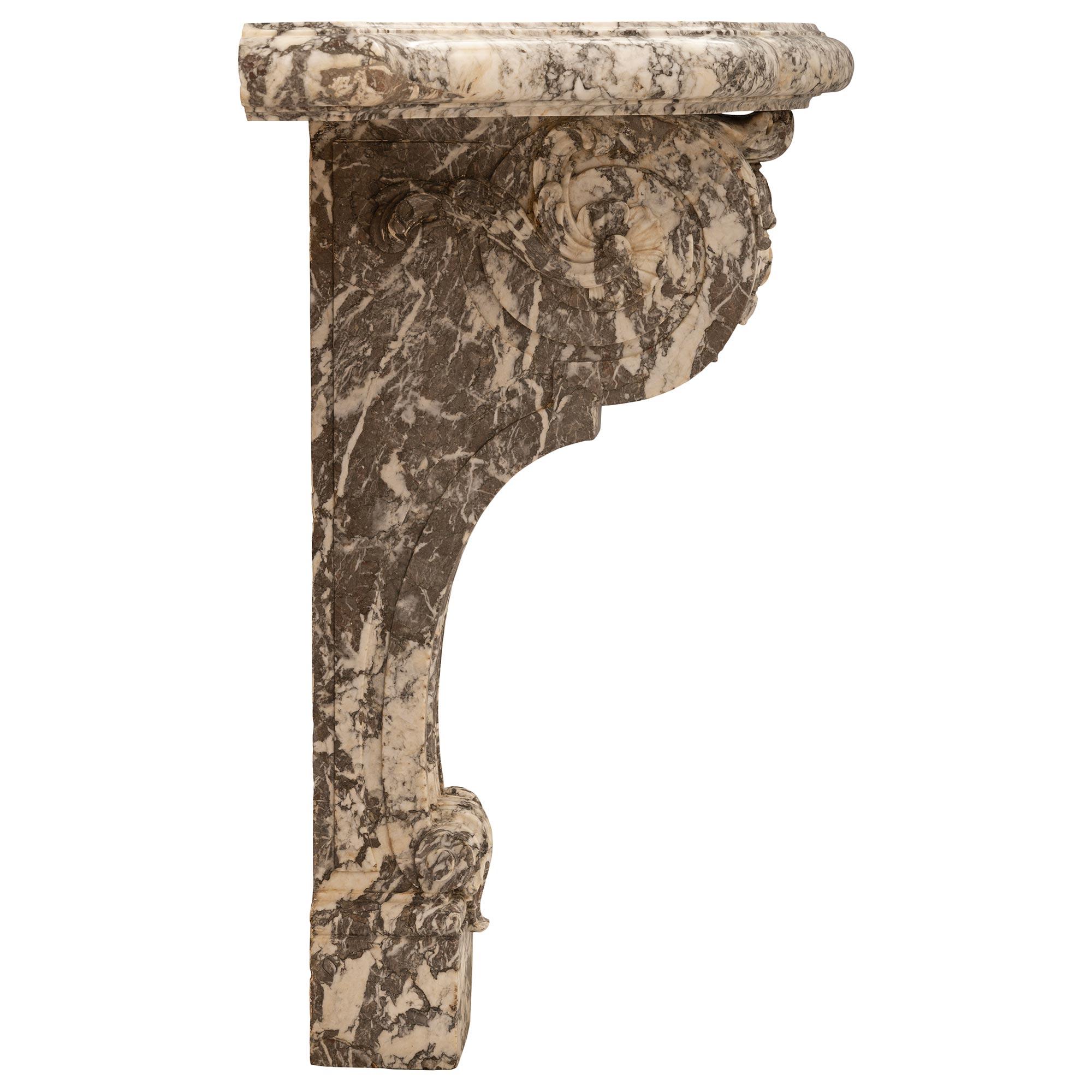 19th Century French 19th century Regence st. Breccia Caprice marble console For Sale