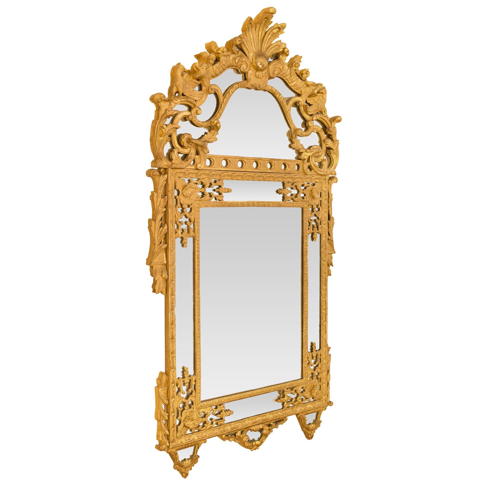 French 19th Century Régence St. Double Framed Giltwood Mirror In Good Condition For Sale In West Palm Beach, FL