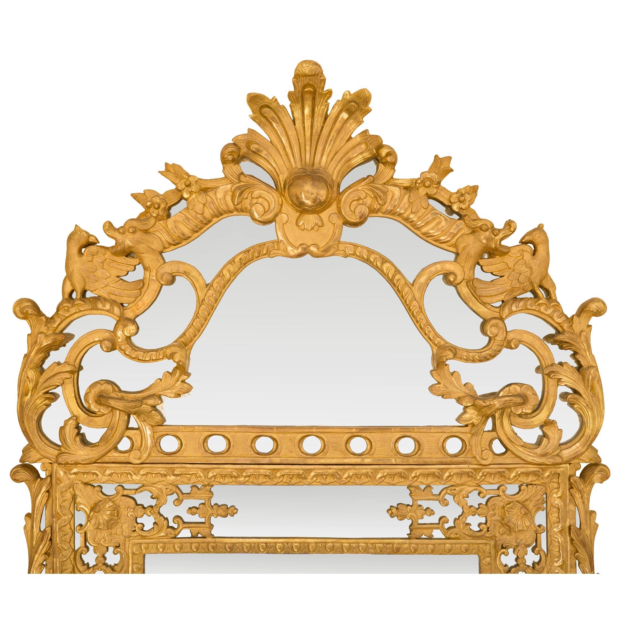French 19th Century Régence St. Double Framed Giltwood Mirror For Sale 1