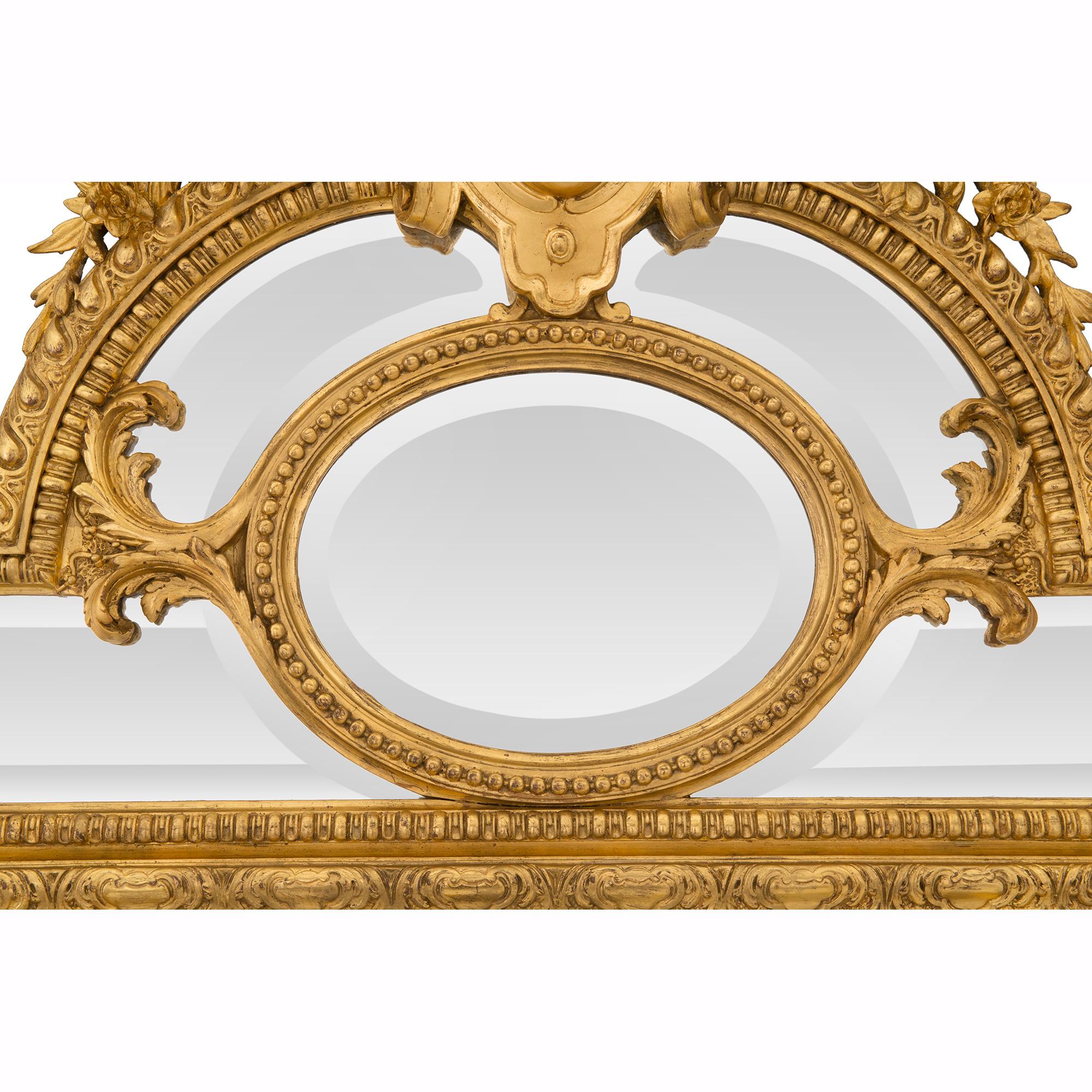 French 19th Century Régence St. Double Framed Giltwood Mirror For Sale 2