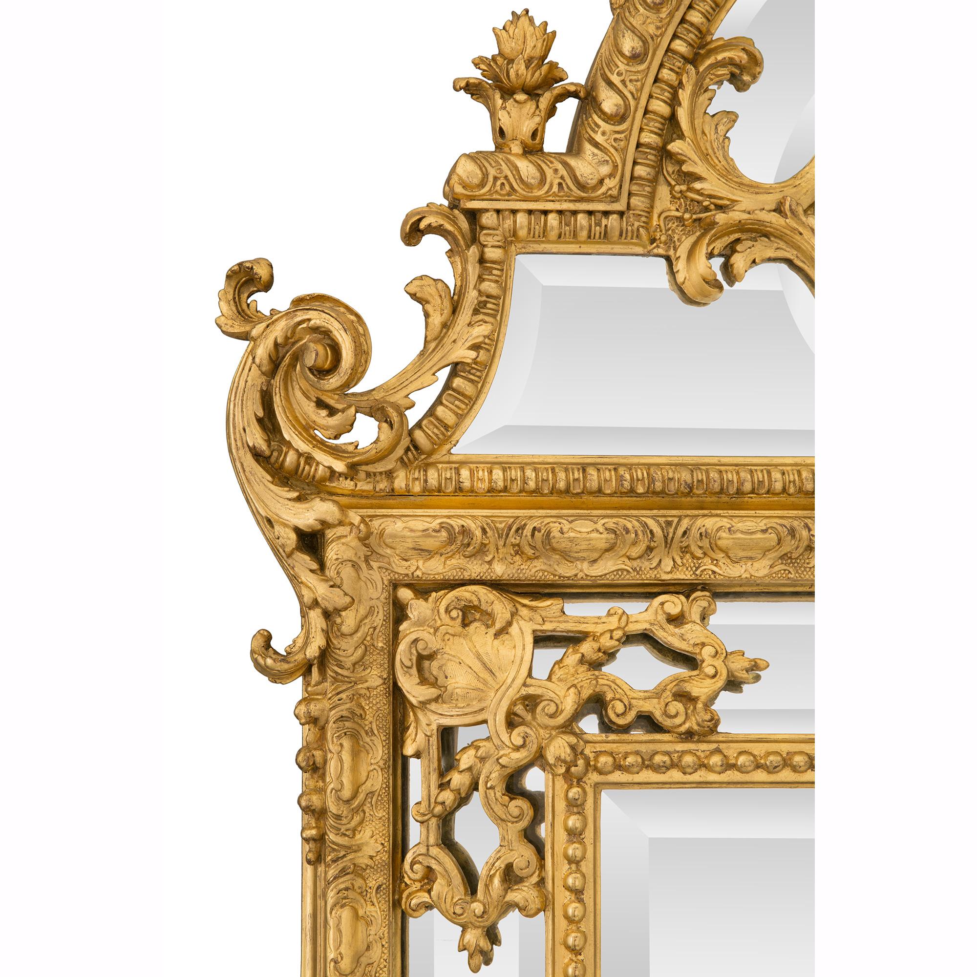 French 19th Century Régence St. Double Framed Giltwood Mirror For Sale 3