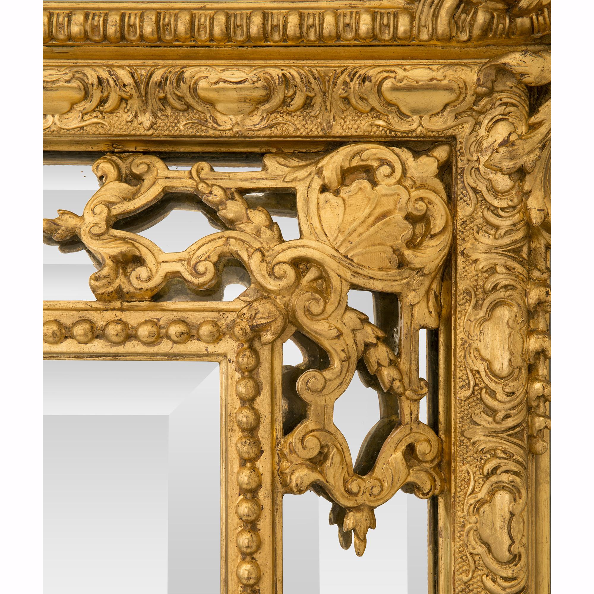 French 19th Century Régence St. Double Framed Giltwood Mirror For Sale 4