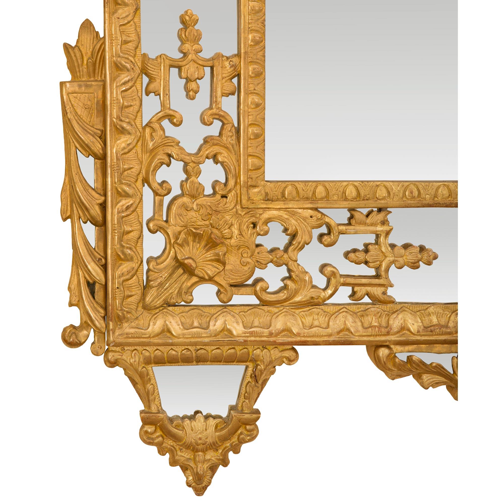 French 19th Century Régence St. Double Framed Giltwood Mirror For Sale 5