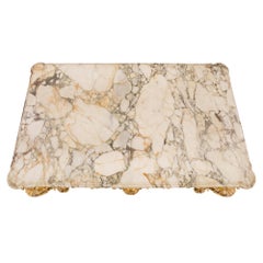 French 19th Century Regence St. Giltwood and Escalette Marble Center Table