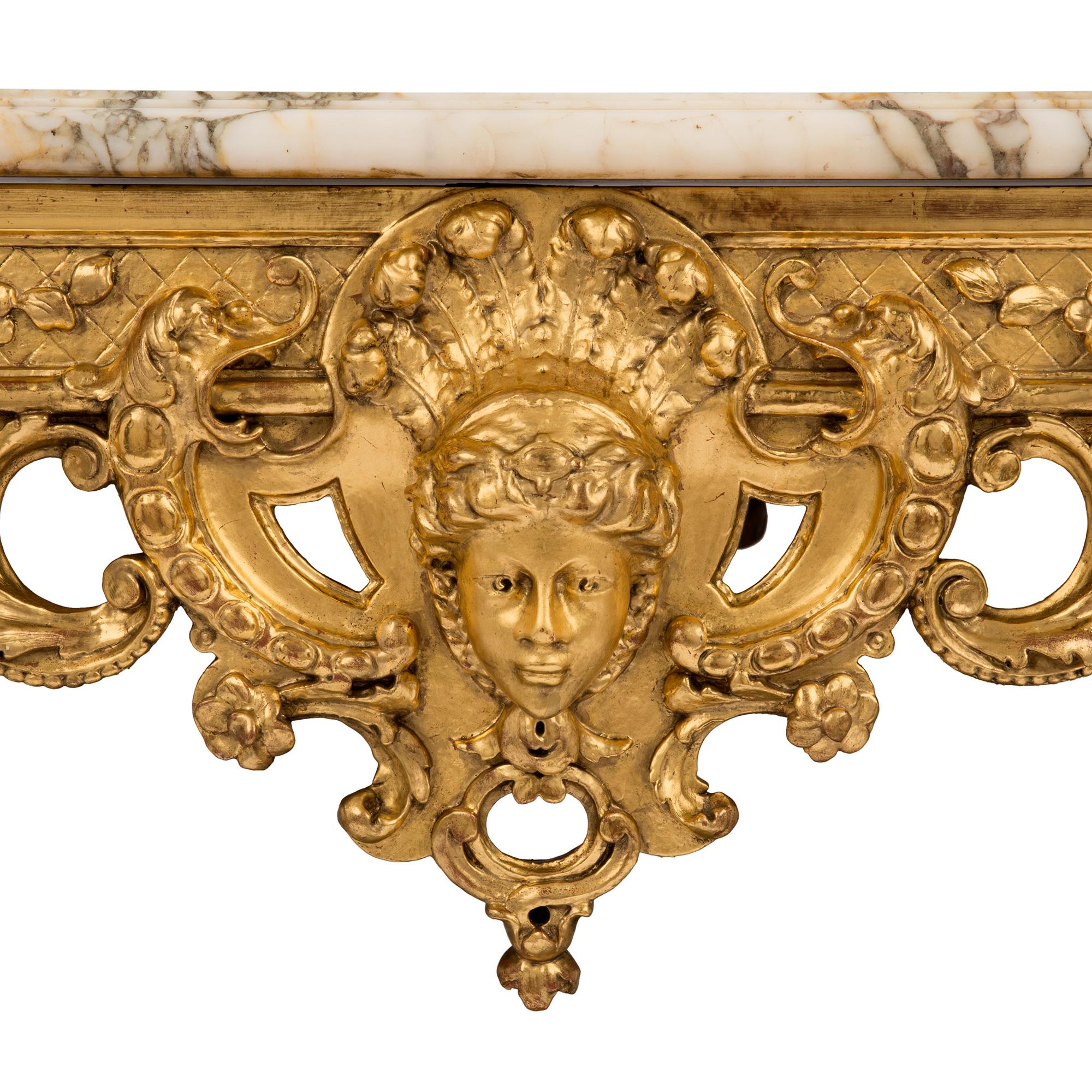French 19th Century Regence St. Giltwood and Escalette Marble Center Table For Sale 2