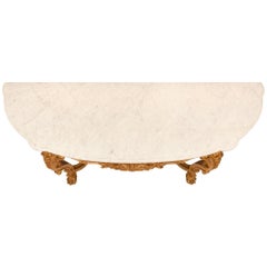 French 19th Century Regence St. Giltwood And White Carrara Marble Console