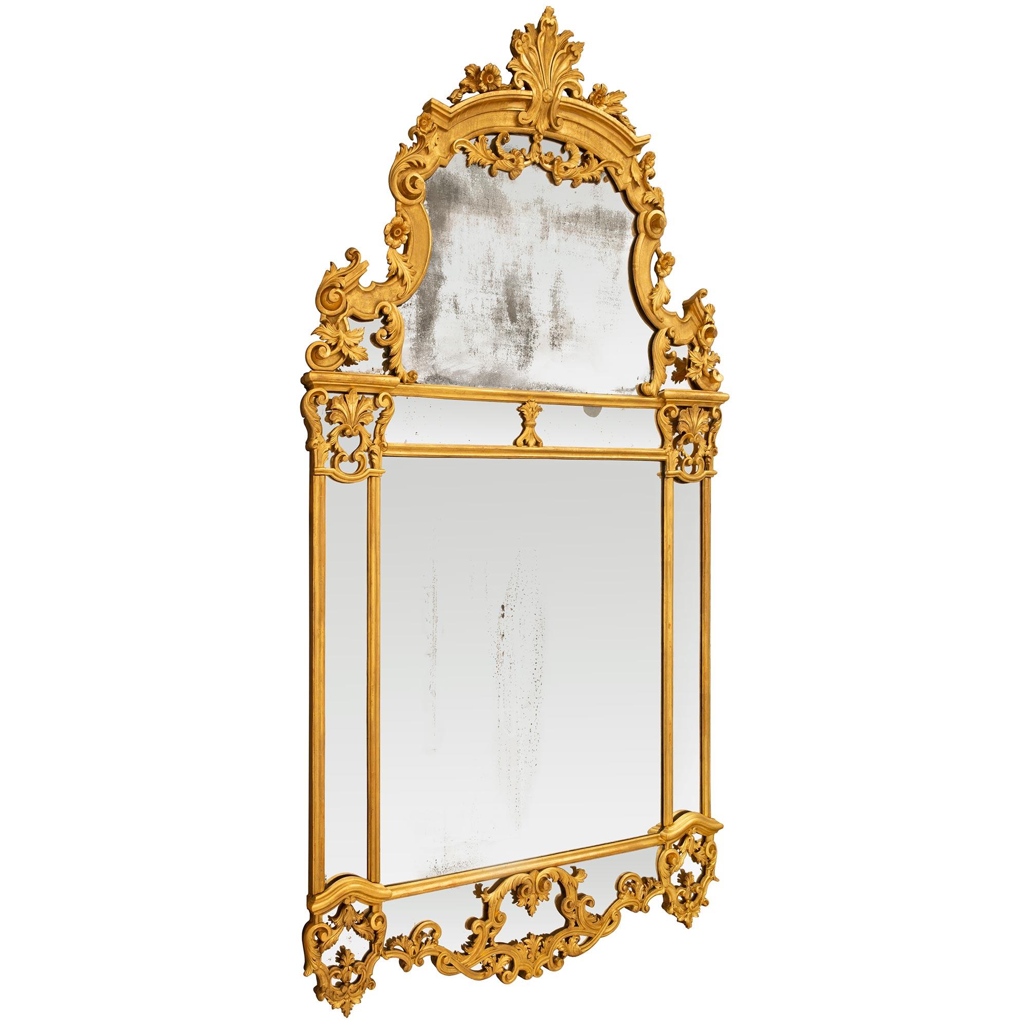 French 19th Century Regence St. Giltwood Mirror In Good Condition For Sale In West Palm Beach, FL