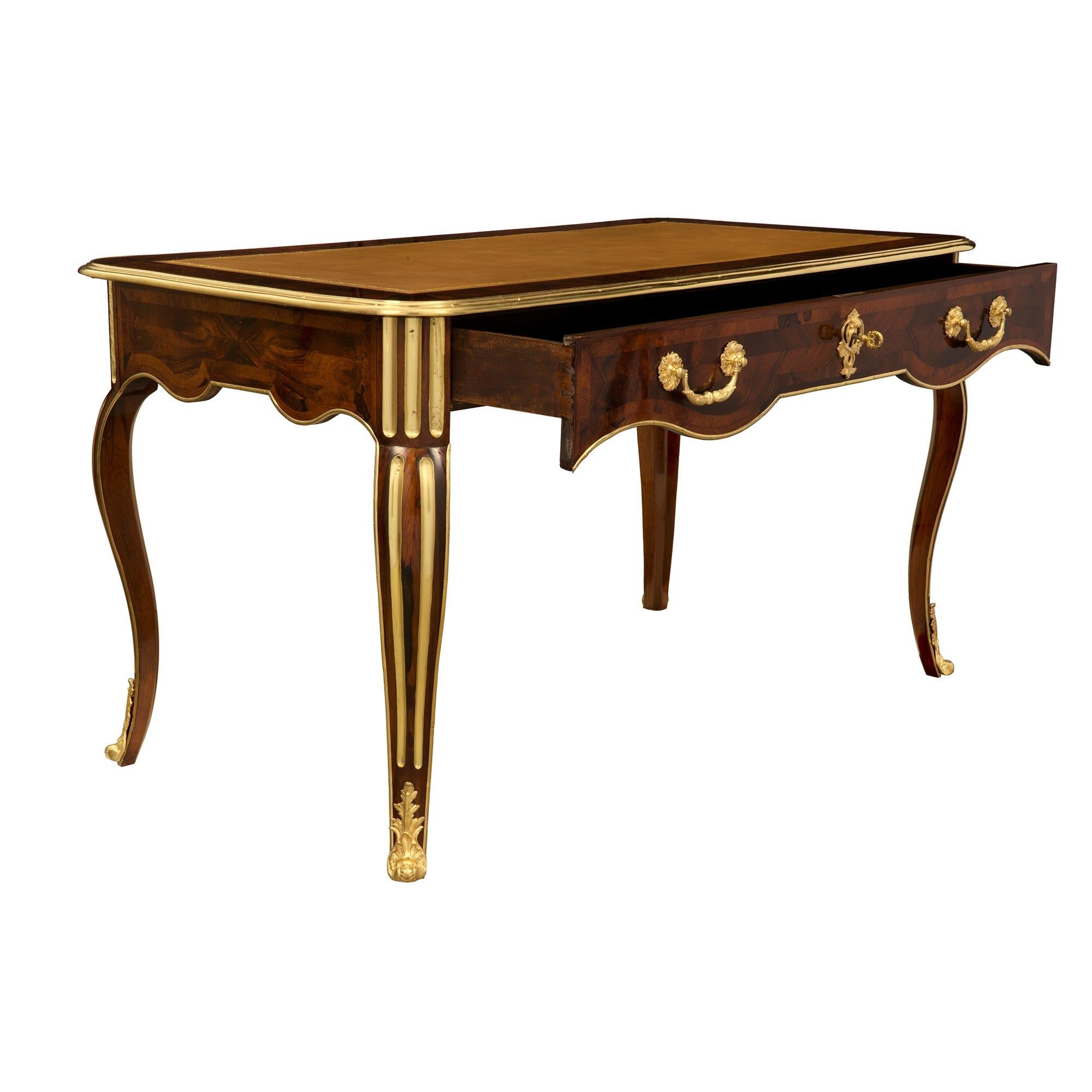 French 19th Century Regence Style Rosewood, Ormolu and Brass Desk For Sale 1