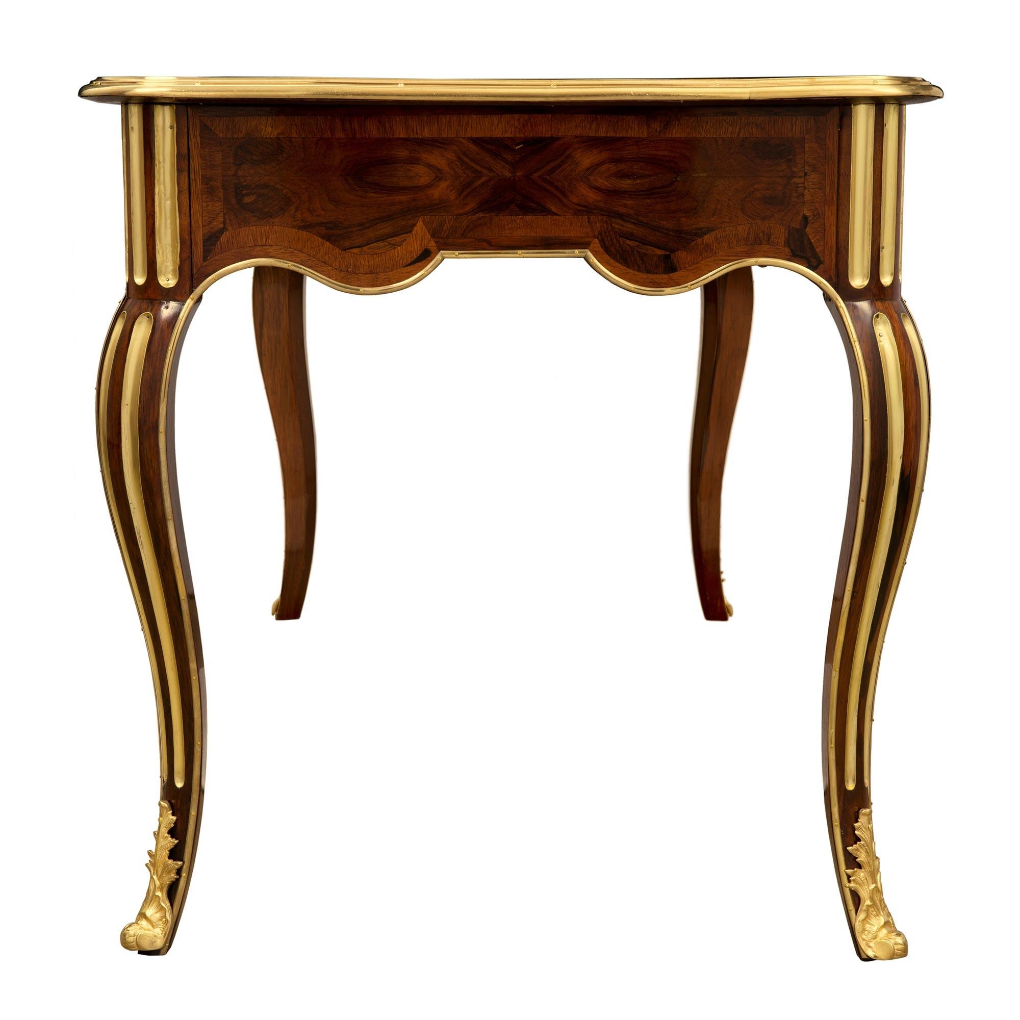 French 19th Century Regence Style Rosewood, Ormolu and Brass Desk For Sale 2
