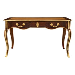 French 19th Century Regence Style Rosewood, Ormolu and Brass Desk