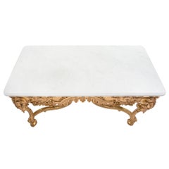 French 19th Century Regency Style Giltwood and Carrara Marble Centre Table