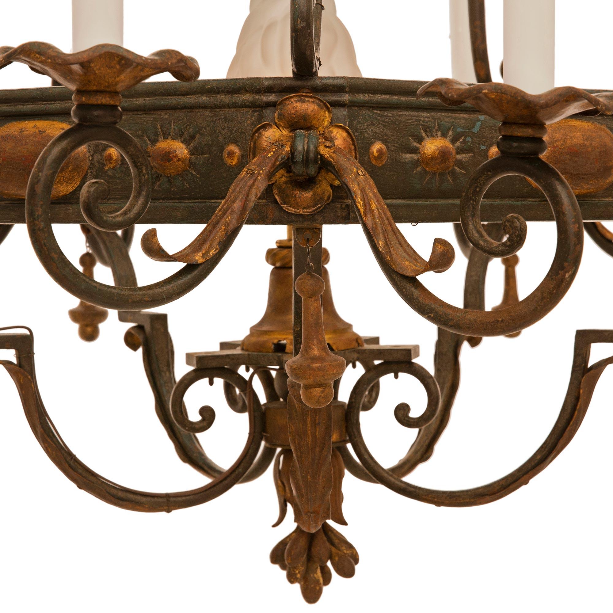 French 19th Century Renaissance St. Bronze, Metal & Wrought Iron Chandelier For Sale 3