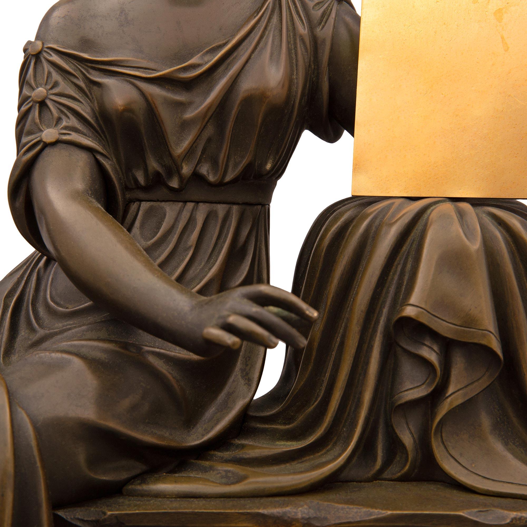 Französisches Renaissance-Set aus Bronze, Marmor und Goldbronze des 19. Jahrhunderts im Angebot 3