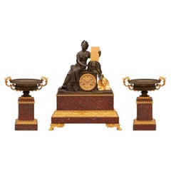 French 19th Century Renaissance St. Bronzre, Marble, and Ormolu Garniture Set