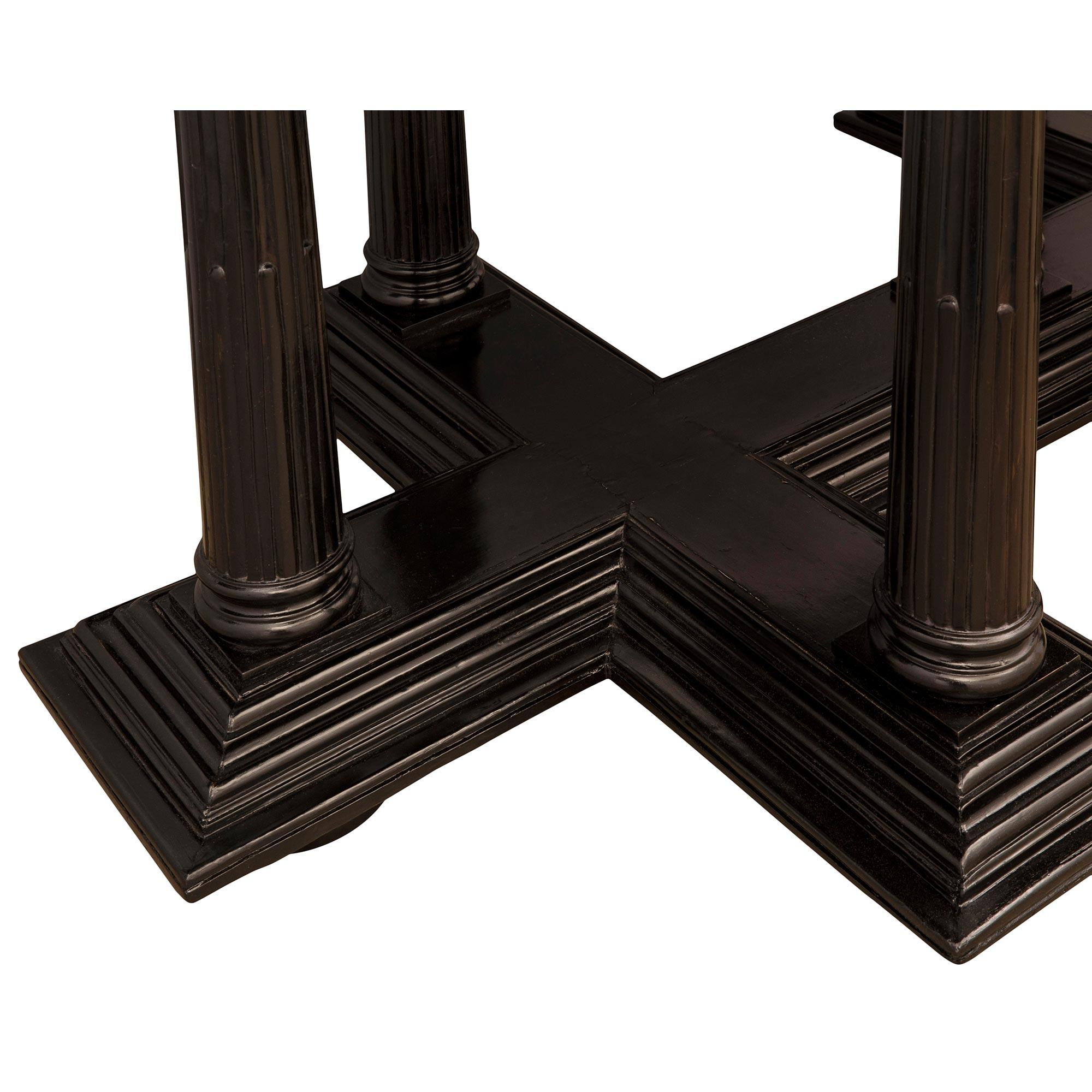 French 19th Century Renaissance St. Ebony and Marble Center/Library Table For Sale 5