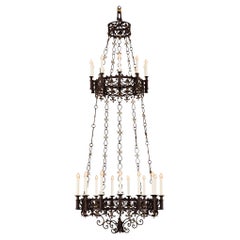 Antique French 19th century Renaissance st. Gilt and Wrought Iron chandelier
