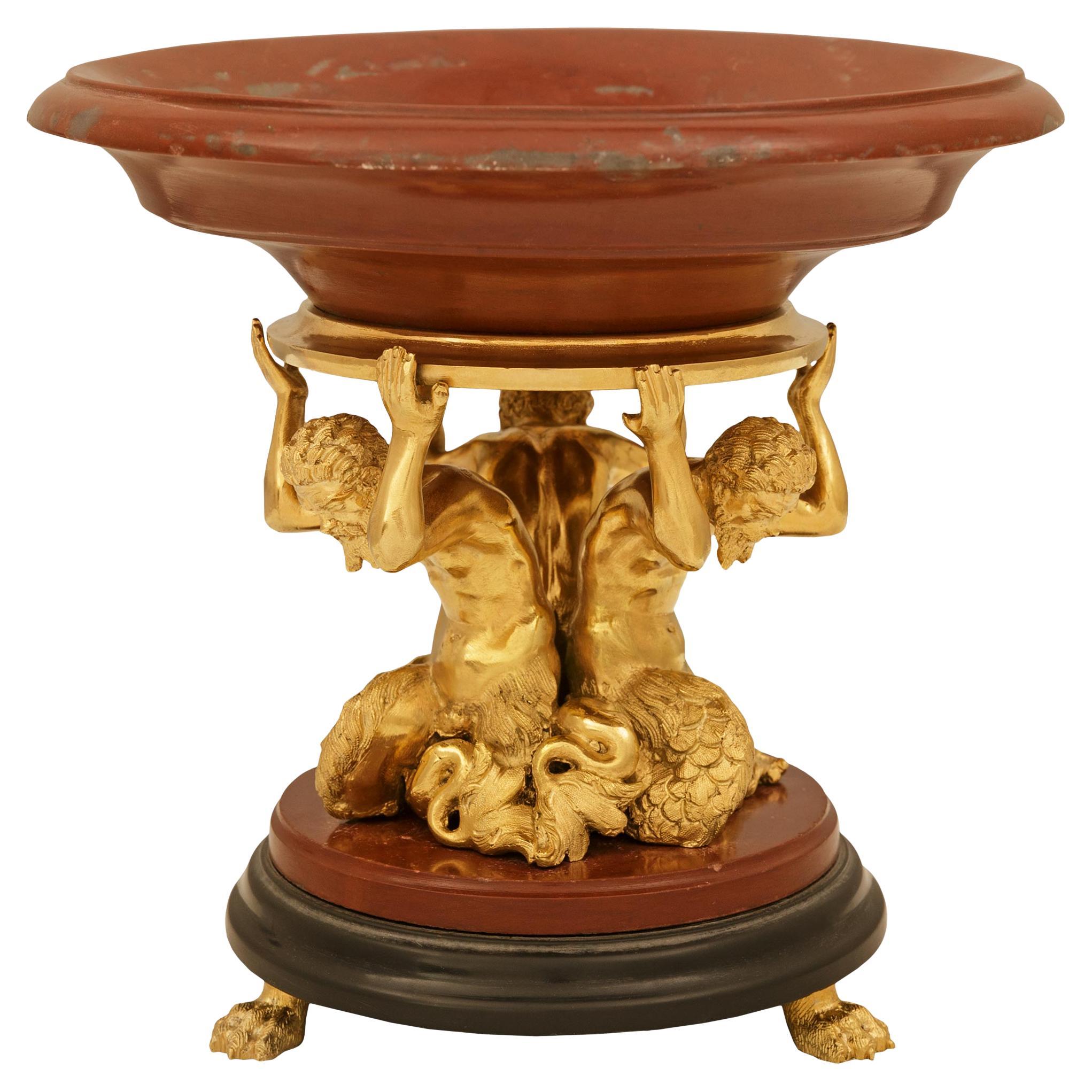 French 19th century Renaissance st. Marble and Ormolu centerpiece