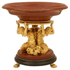 Centre de table en marbre et bronze doré de la Renaissance française du 19e siècle