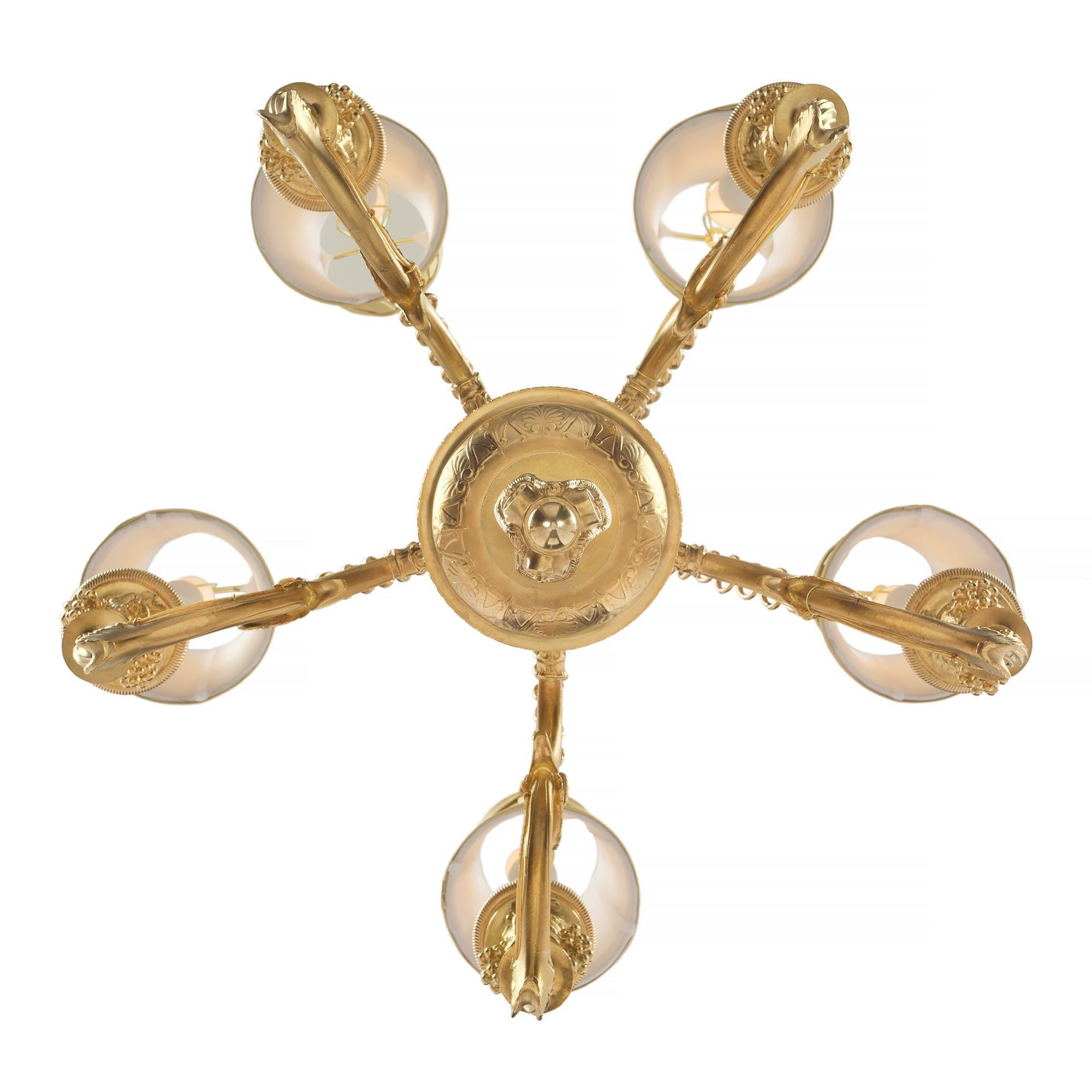 French 19th Century Renaissance St. Ormolu Five-Arm Chandelier 3