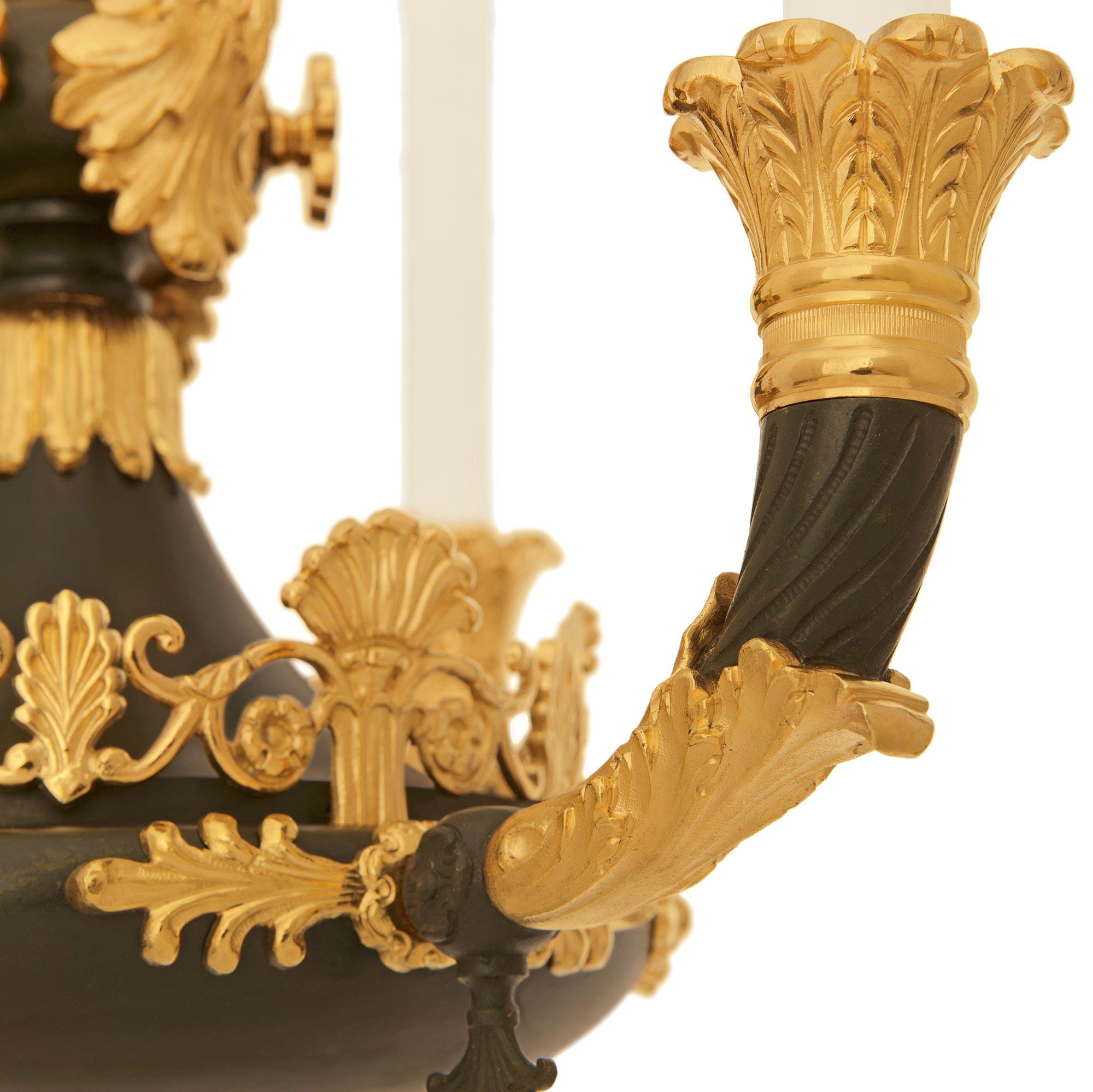 Lampadario rinascimentale francese del XIX secolo in bronzo patinato e Ormolu in vendita 2