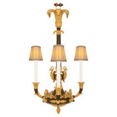 French 19th century Renaissance st. patinated Bronze and Ormolu chandelier