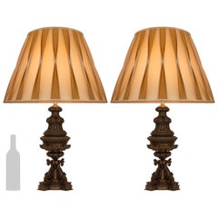 French 19th century Renaissance st. patinated Bronze lamps
