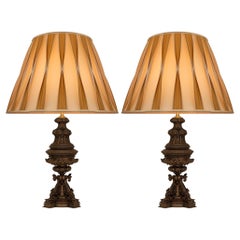 French 19th century Renaissance st. patinated Bronze lamps