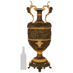 French Renaissance st., Ormolu & Silvered Bronze Urn attributed to Barbedienne
