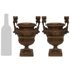 French 19th Century Renaissance St. Patinated Bronze Urns