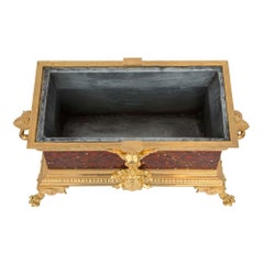 French 19th Century Renaissance St. Rouge Griotte Marble and Ormolu Planter