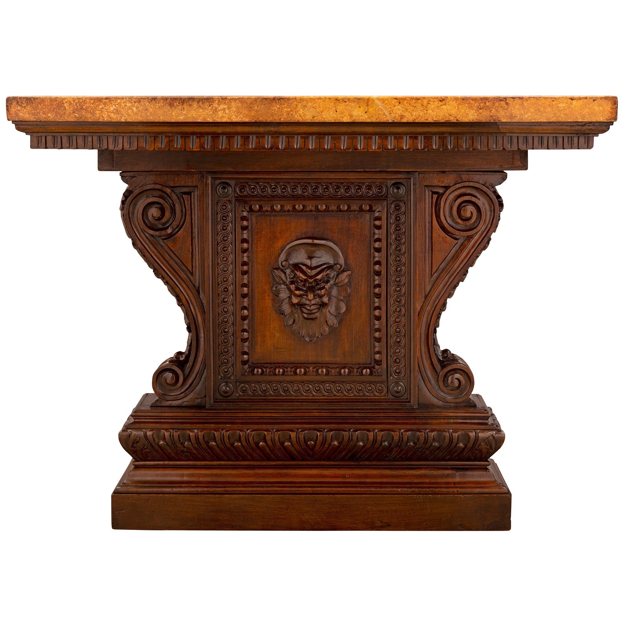 Marble French 19th Century Renaissance St. Walnut Dining Table For Sale