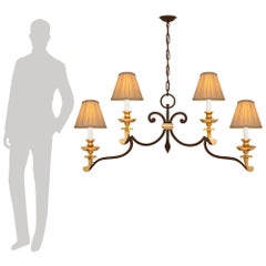 French 19th century Renaissance st. Wrought Iron and Ormolu chandelier