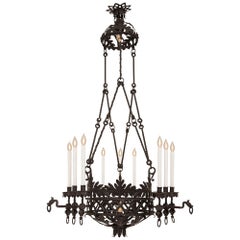 French 19th Century Renaissance St. Wrought Iron Chandelier