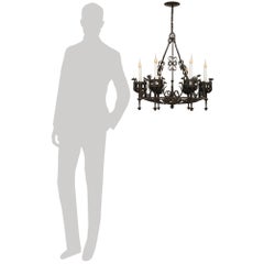 French 19th century Renaissance st. Wrought Iron chandelier