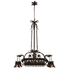 Antique French 19th Century Renaissance St. Wrought Iron Chandelier