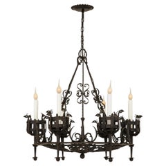 French 19th century Renaissance st. Wrought Iron chandelier