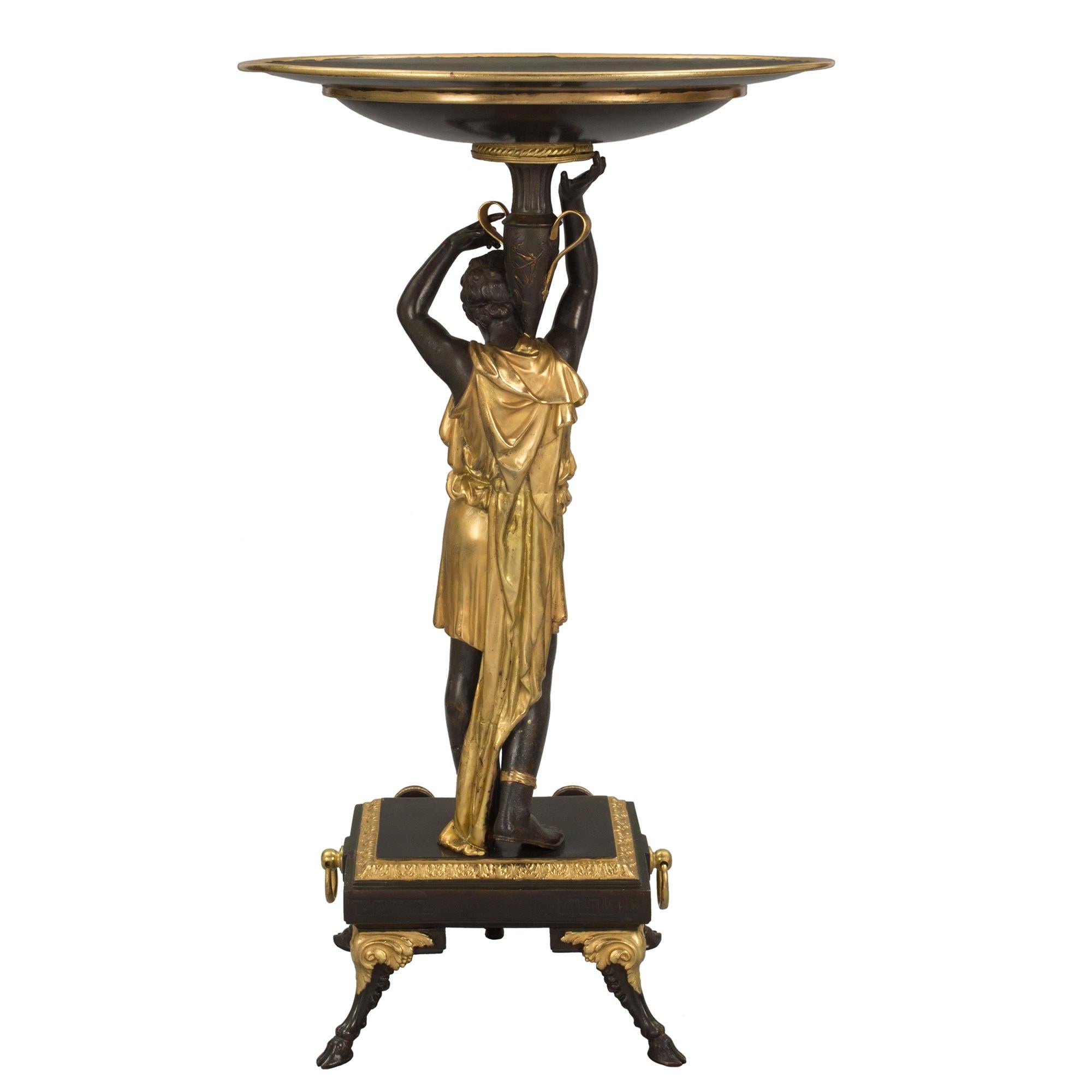 Vide Poche/standoir de style Renaissance du 19ème siècle en bronze et bronze doré Tazza/standoir Bon état - En vente à West Palm Beach, FL