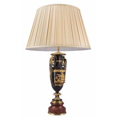 French 19th Century Renaissance Style Bronze, Ormolu and Marble Lamps