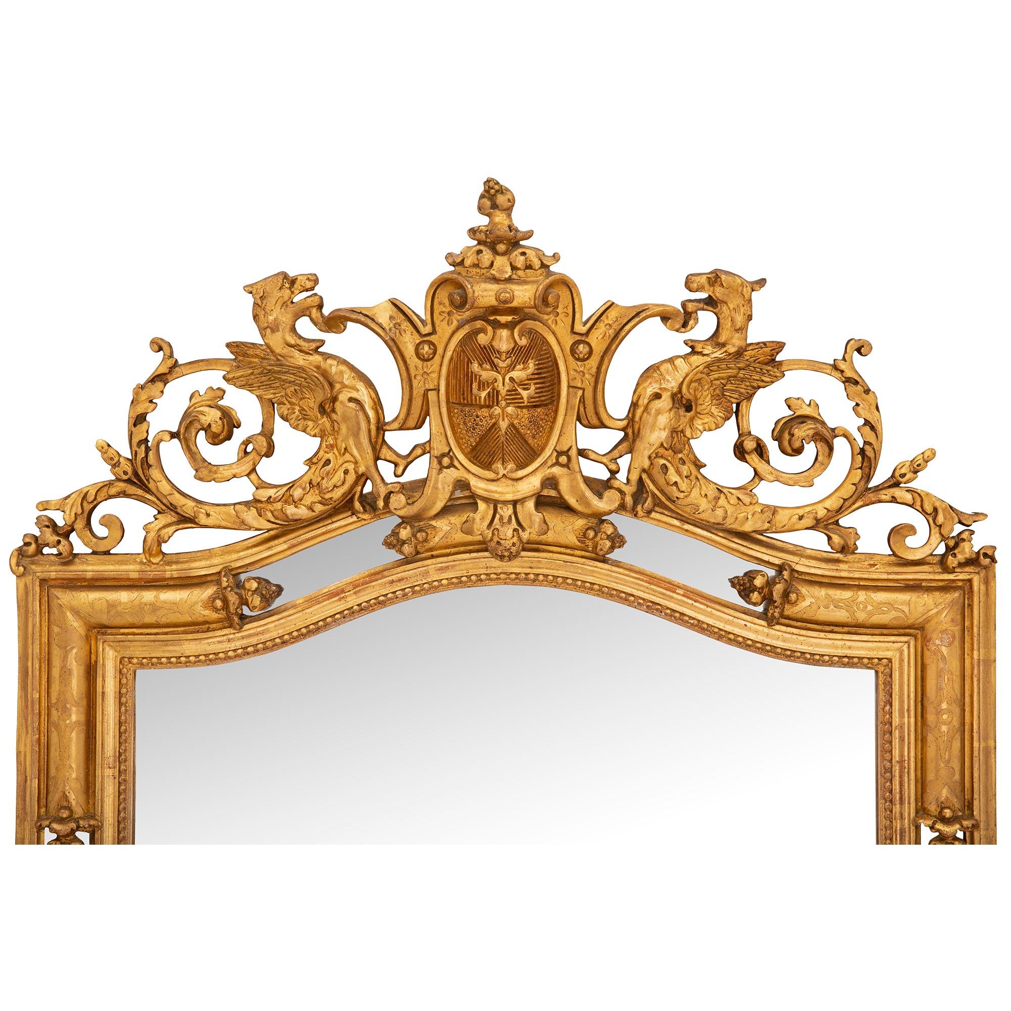 French 19th Century Renaissance Style Double Frame Giltwood Mirror In Good Condition In West Palm Beach, FL