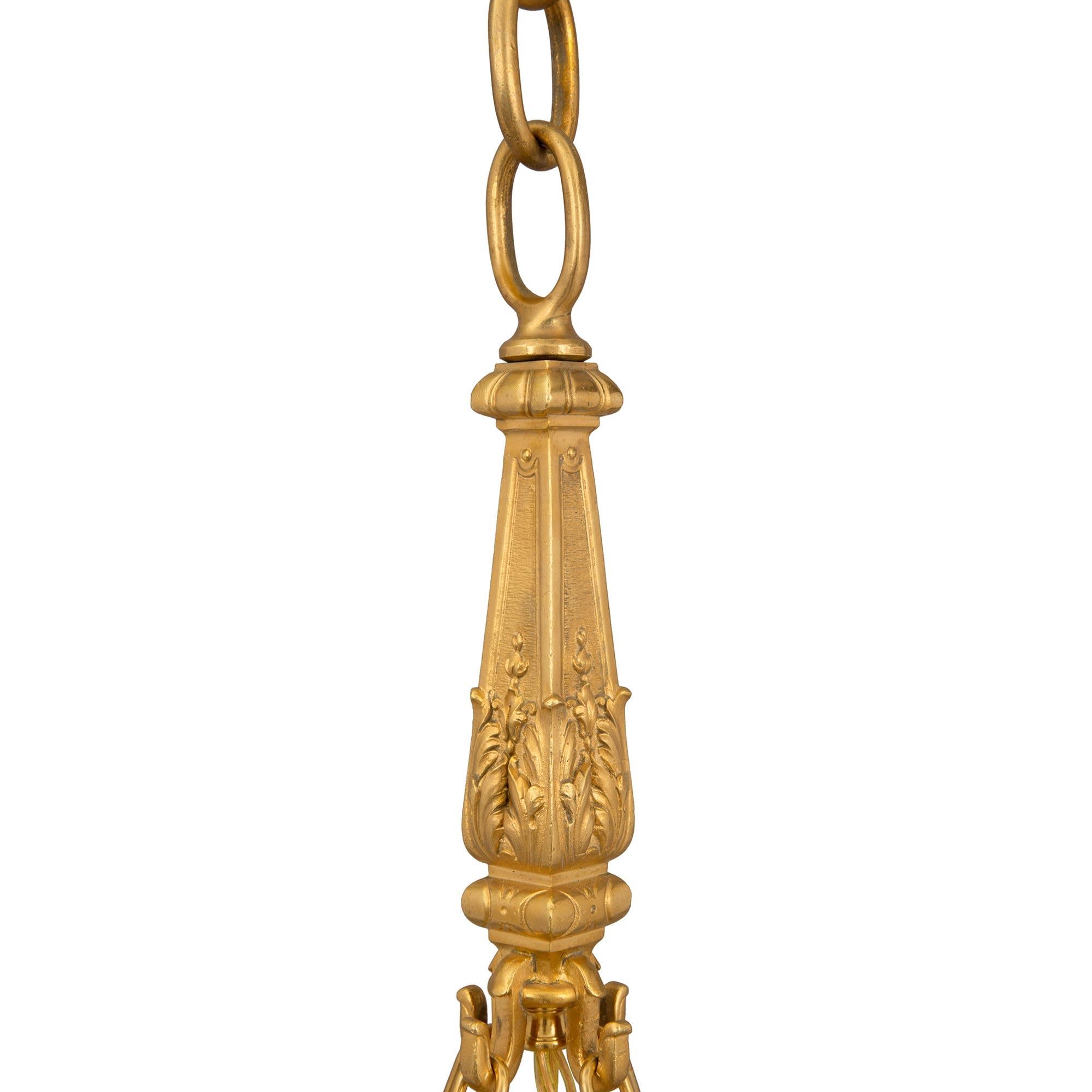 French 19th Century Renaissance Style Ormolu and Onyx Chandelier In Good Condition For Sale In West Palm Beach, FL