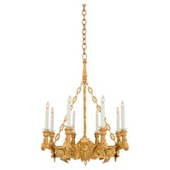 Antique French 19th Century Renaissance Style Ormolu and Onyx Chandelier